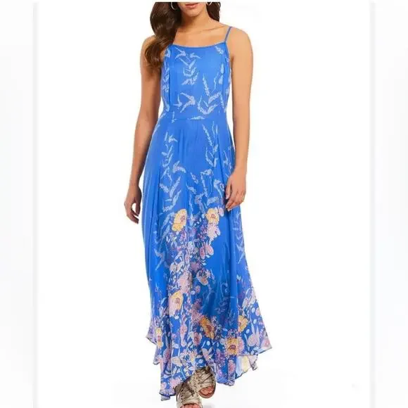 free people blue flowy dress FREE PEOPLE Velvet Burnout MANUKA Mini Dress – Silver Accents main image 0
